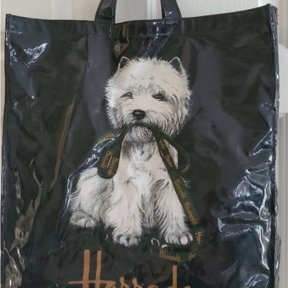 Pre- Loved Stunning Designer Harrods Iconic Beautiful Black Westie Dog Tote Bag